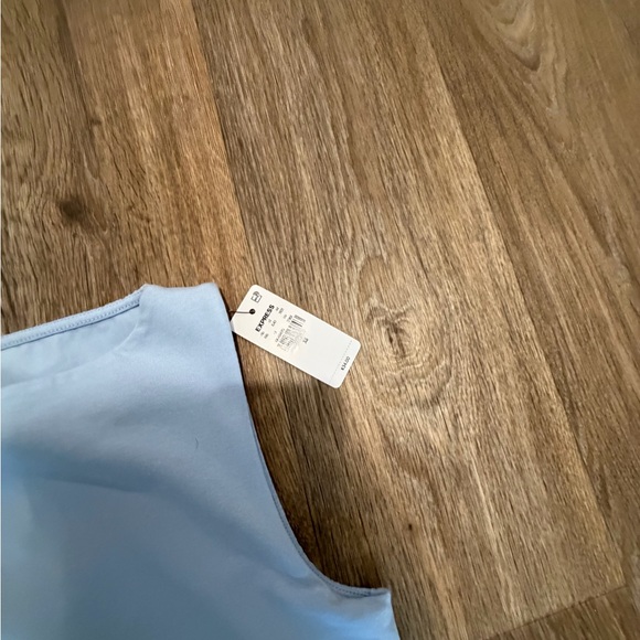 Express Light Blue Ribbed Tank Top - Picture 3 of 5